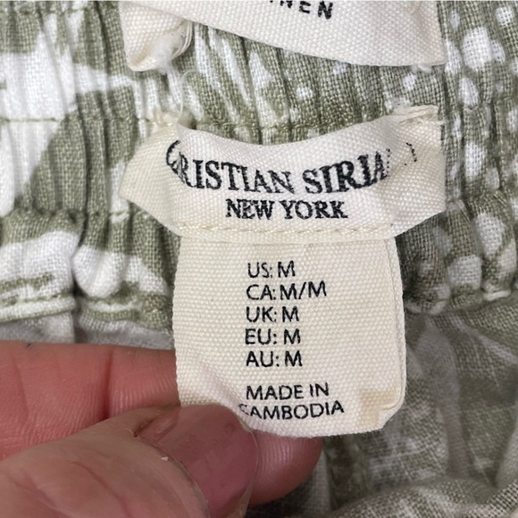 Christian Siriano Linen Wide Leg Pants Tropical Print High Waist Size M Vacation - Picture 7 of 10